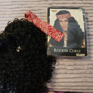 Rocker Curls Wig with Red Bandana